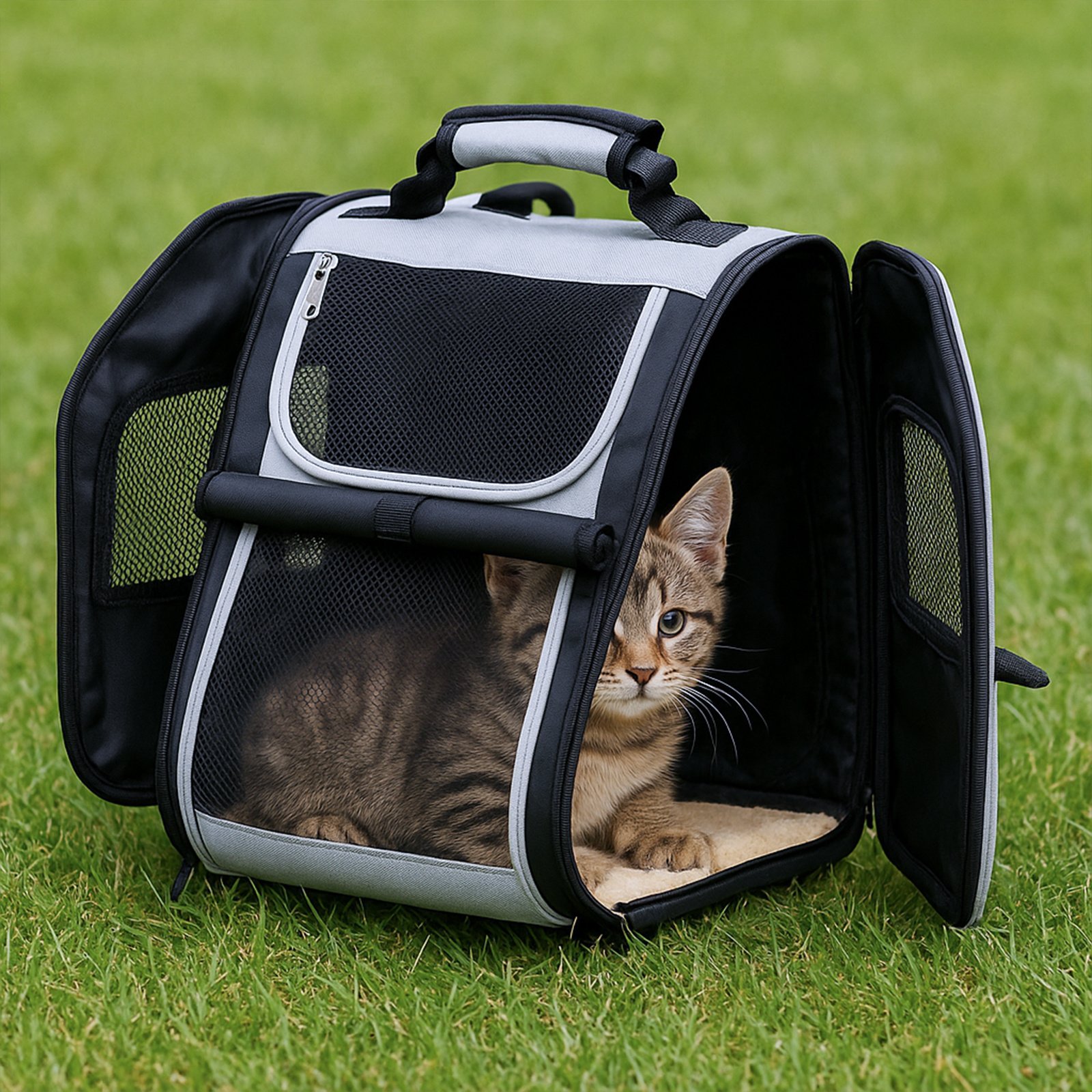 Pet Carrier Backpack, Expandable Cat Dog Carrier With Back Extension, Breathable Mesh Travel Backpack For Small Dogs Cats, Soft-Sided Pet Backpack Holds Up To 26 Lbs - Image 5