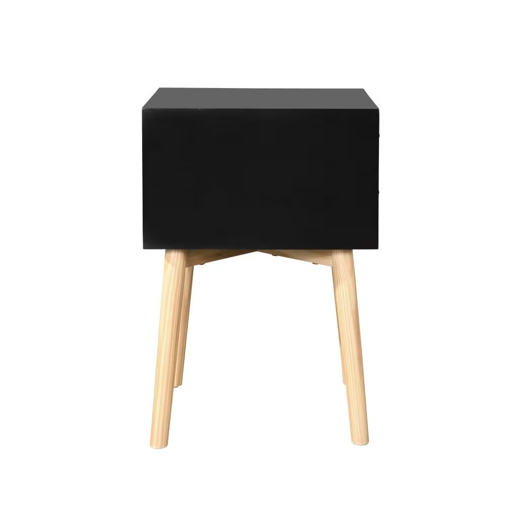 Side Table,Bedside Table With 2 Drawers And Rubber Wood Legs, Mid-Century Modern Storage Cabinet For Bedroom Living Room - Image 2
