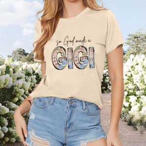 Women's 'GIGI' Floral Letter Print Round Neck Short Sleeve T-Shirt, Casual Summer Top