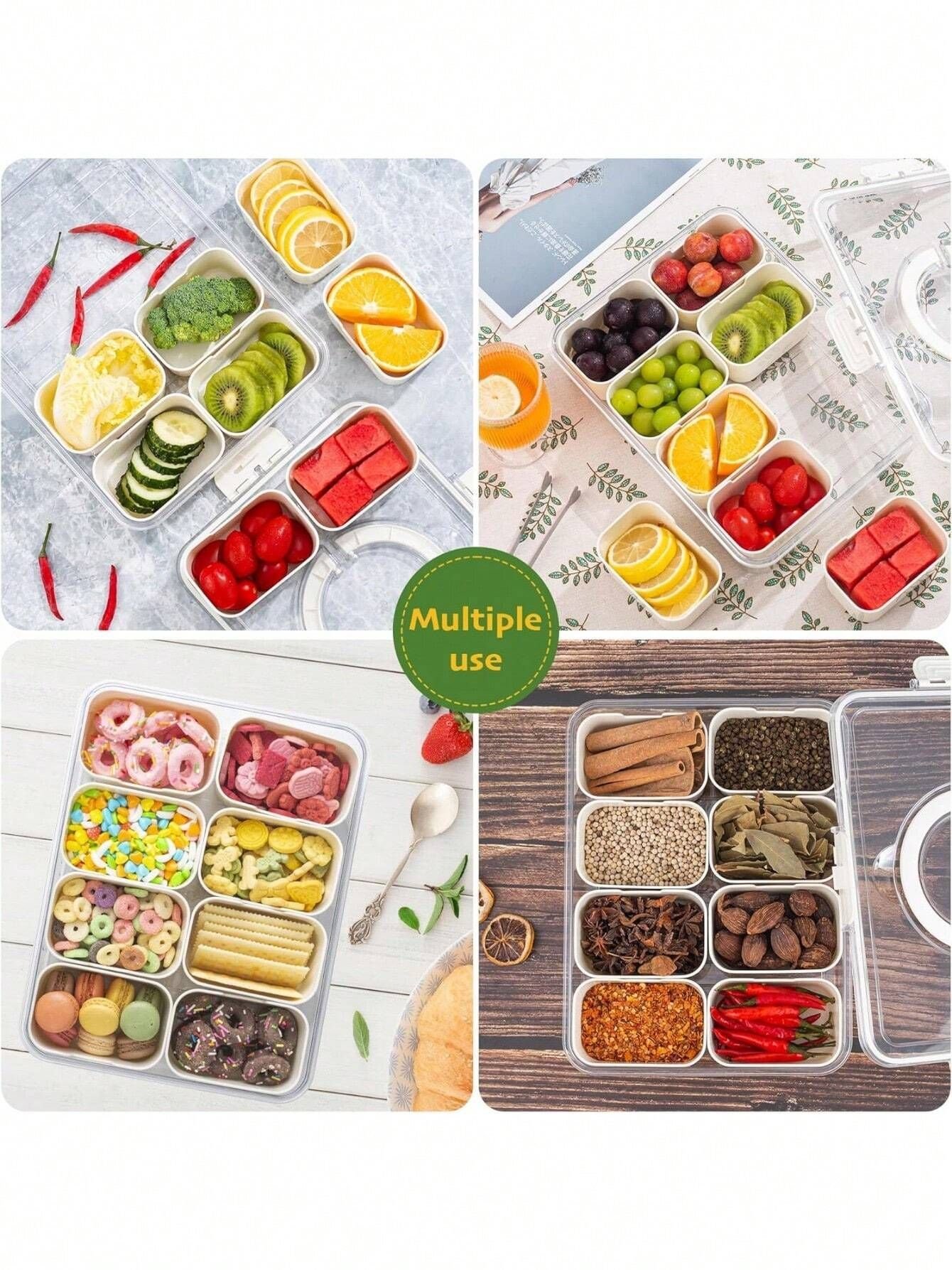 Divided Snack Box With Lid Clear Food Storage Container With Colorful Compartments Reusable Bento Organizer For Snacks Fruits Nuts And Meal Prep - Image 5