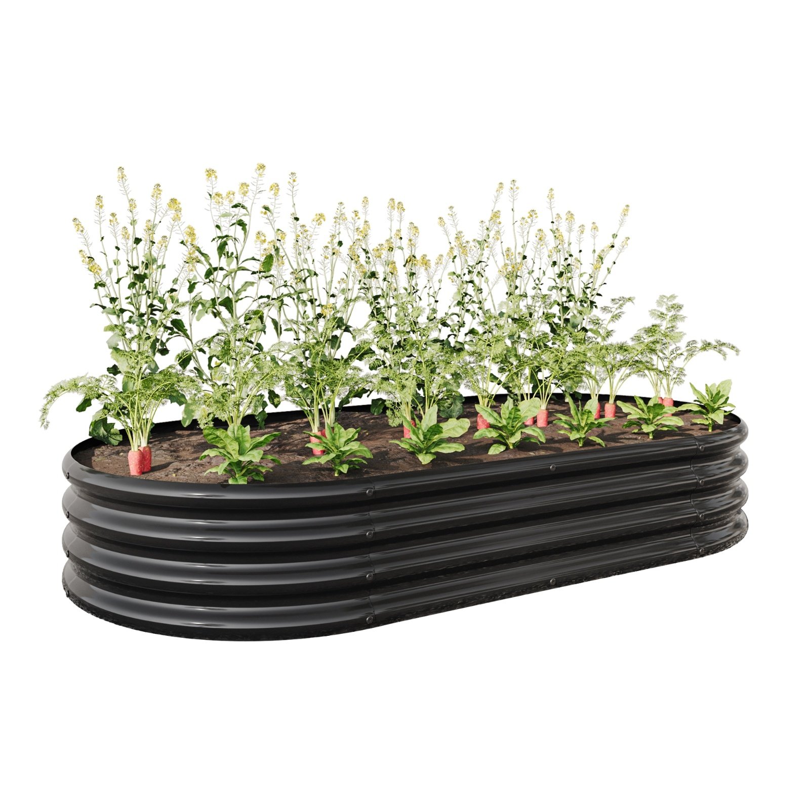Raised Garden Bed Outdoor, Oval Metal Planter For Plants, Vegetables, Flowers - Image 4
