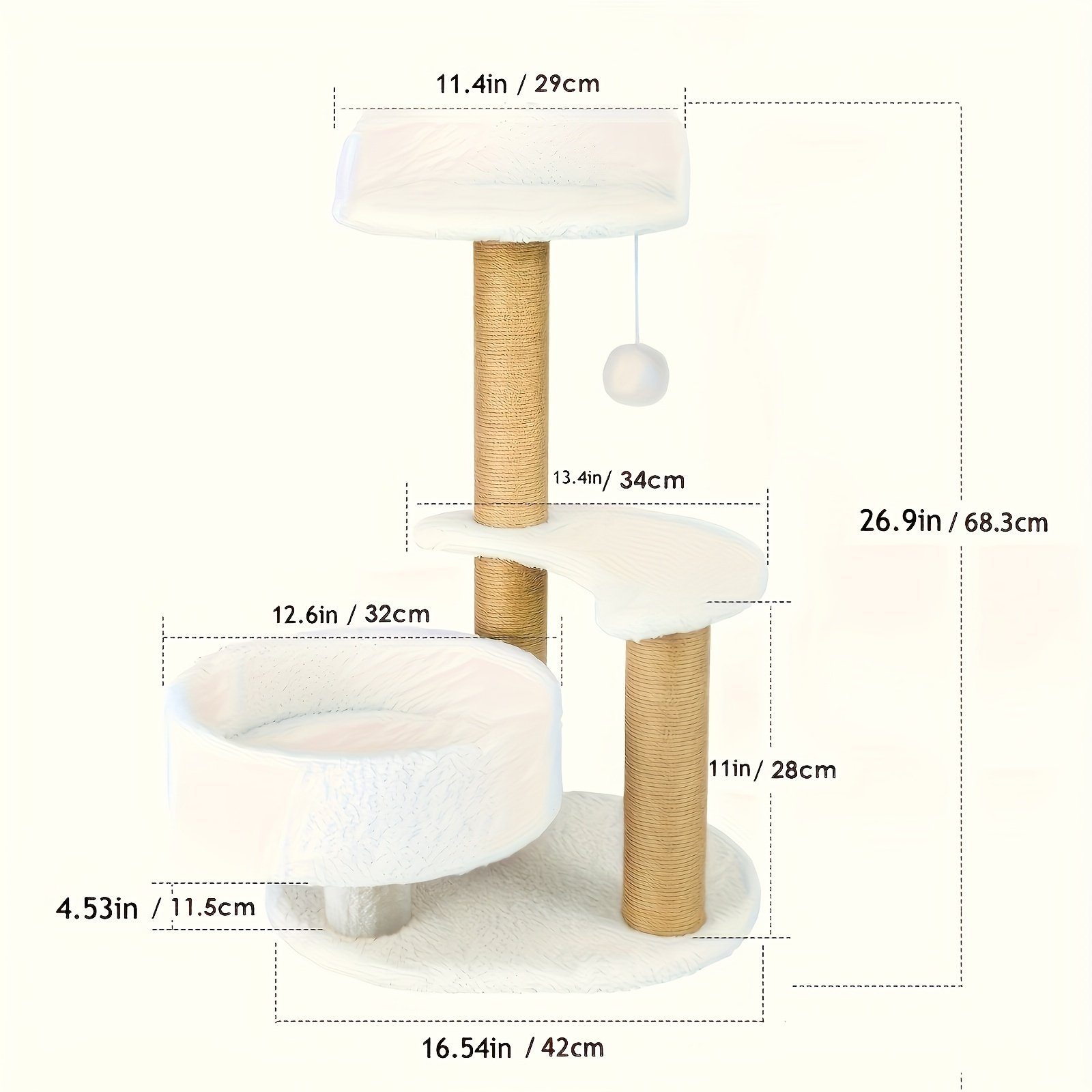 Luxury Cat Tree With Scratching Posts - Easy To Assemble, Wooden Fiber Structure, Suitable For Cats. - Image 2