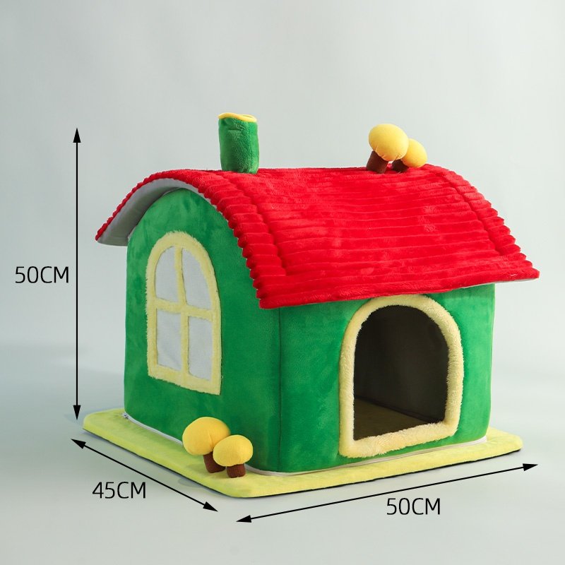 Cat Bed Indoor Enclosed Warm Cave - Cat Bed With Removable Cleaning Mat, Ample Interior Space, Comfortable And Soft Pet House, Red And Green Colors, Cute And Friendly Indoor Cat Bed, Universal Cat Bed - Image 4