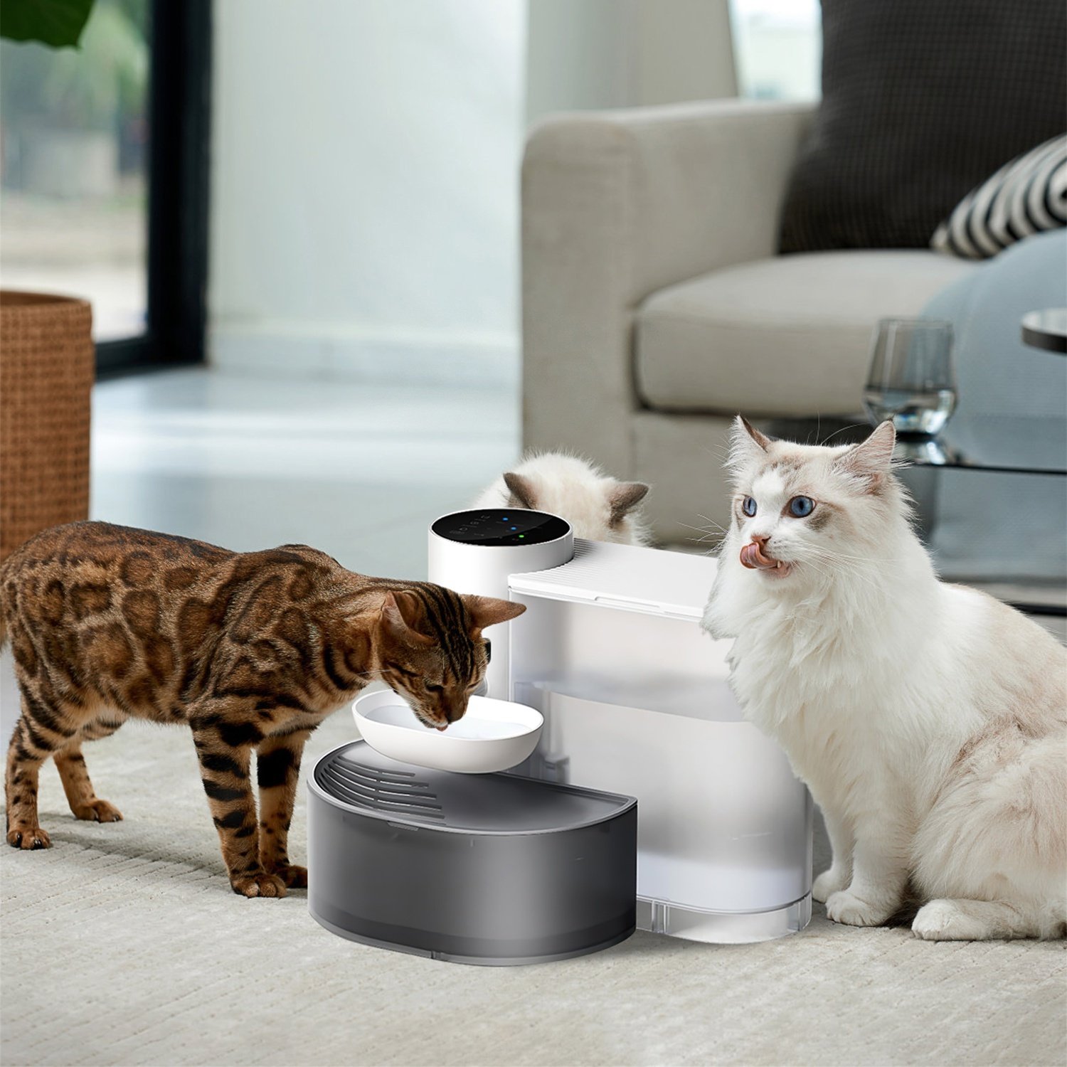 1Pc Smart Pet Water Fountain Automatic Cat Water Dispenser 3L Cordless Rechargeable Dog Water Fountain Self-Refill With 3 Adjustable Volume 3 Time Intervals Touch Control - Image 5