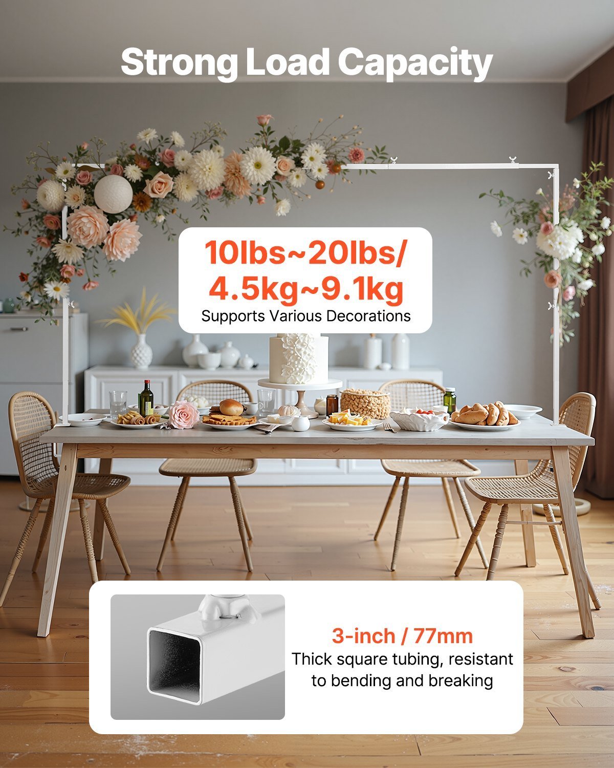 Over The Table Rod Stand With Clamps 28-98 In Length Adjustable Metal Party - Image 2