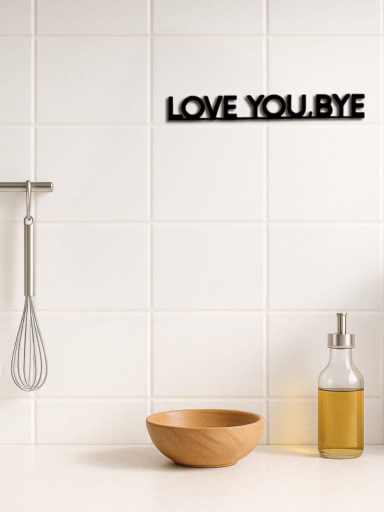 LOVE YOU BYE'Metal Sign Geometric Wall Art Create Festive Vibe Hanging Ornament - Image 3