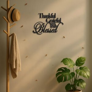 Elegant Thankful Grateful Blessed Metal Art -Wall Decor For Home Office Bedroom