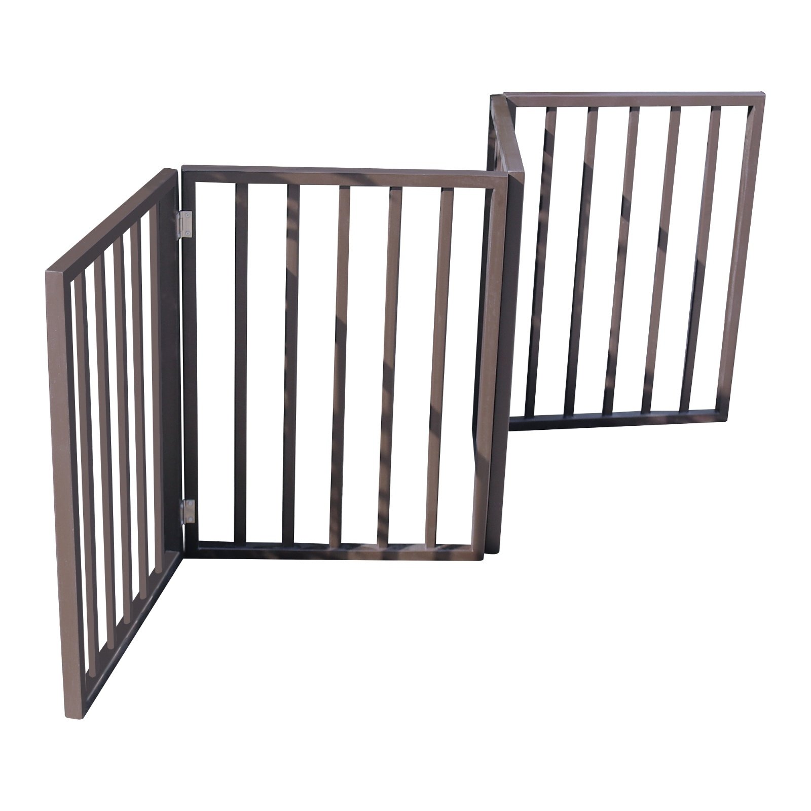 Wooden Pet Gate - Freestanding, Folding For Doorways, Stairs, House, Brown Arc - Image 4