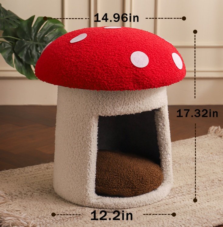 Extra Large Red Umbrella Mushroom Cat Bed, Scratch-resistant And Wear-resistant, Removable And Washable, Universal Pet Seat Bed For All Seasons, Pet Cat Bed, High-looking Mushroom Cat House - Image 4