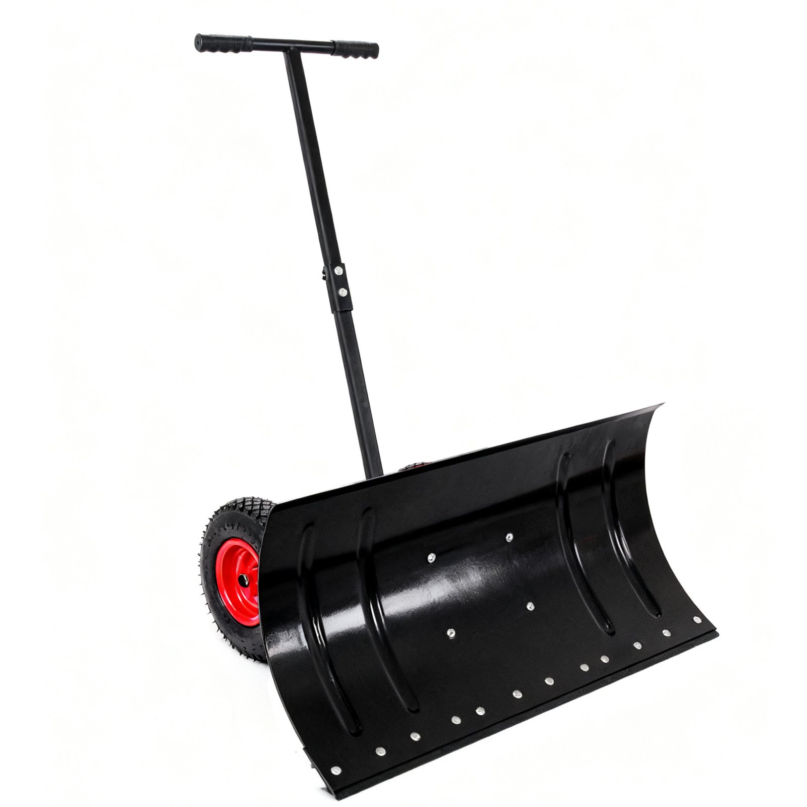 This 30-inch Wide, 15-inch High Metal Snowplow Features Two Wheels, Adjustable Handle Angle And Height For Easy Snow Removal, And An Ergonomic Single-pole Design Suitable For Driveways And Sidewalks.