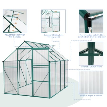 Green-6 X 8 FT Outdoor Patio Greenhouse - Image 4