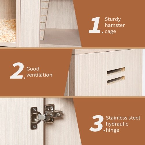 Guinea Pig Cage, 4 Tiers Hamster Cage Wooden With Lockers - Image 8