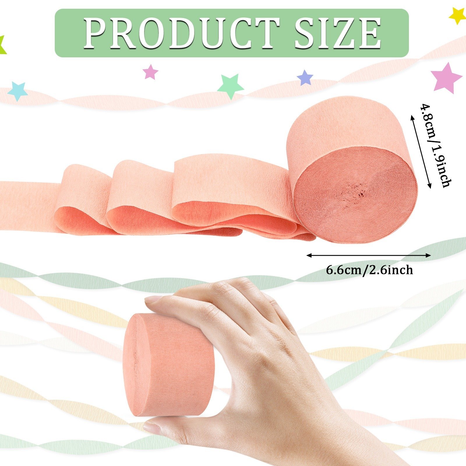 Wedding Party Crepe Paper Decorations, 6 Rolls Crepe Paper Streamers In Olive Green Brown Dark Green Gold Peach White Streamers For Bridal Wedding Birthday Shower Party Decor Clearance - Image 6