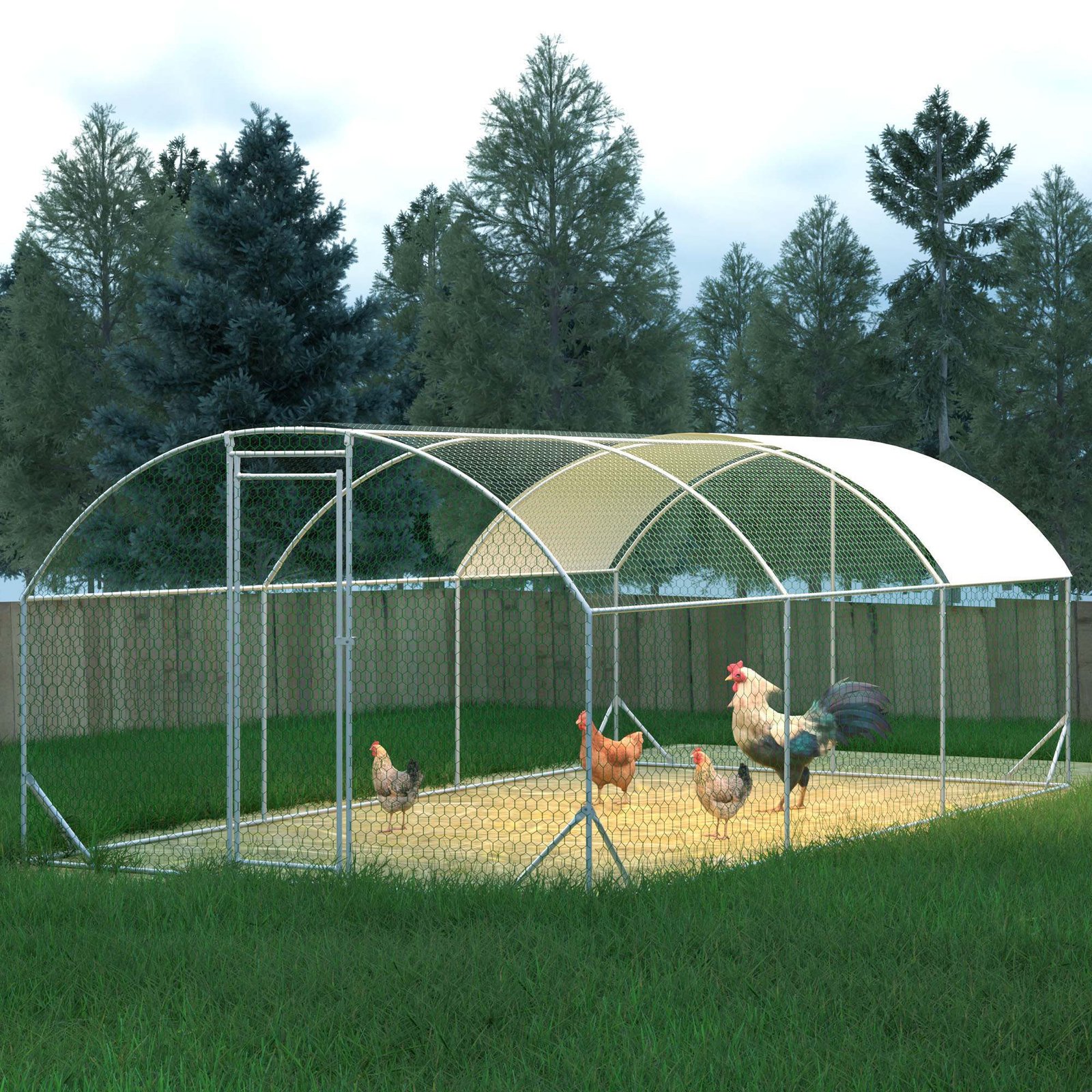 Large Chicken Coop Metal Chicken Run With Waterproof And Anti-UV Cover, Dome Shaped Walk-in Fence Cage Hen House For Outdoor And Yard Farm, 9.84 X 19.68 X 6.56 Ft - Image 7
