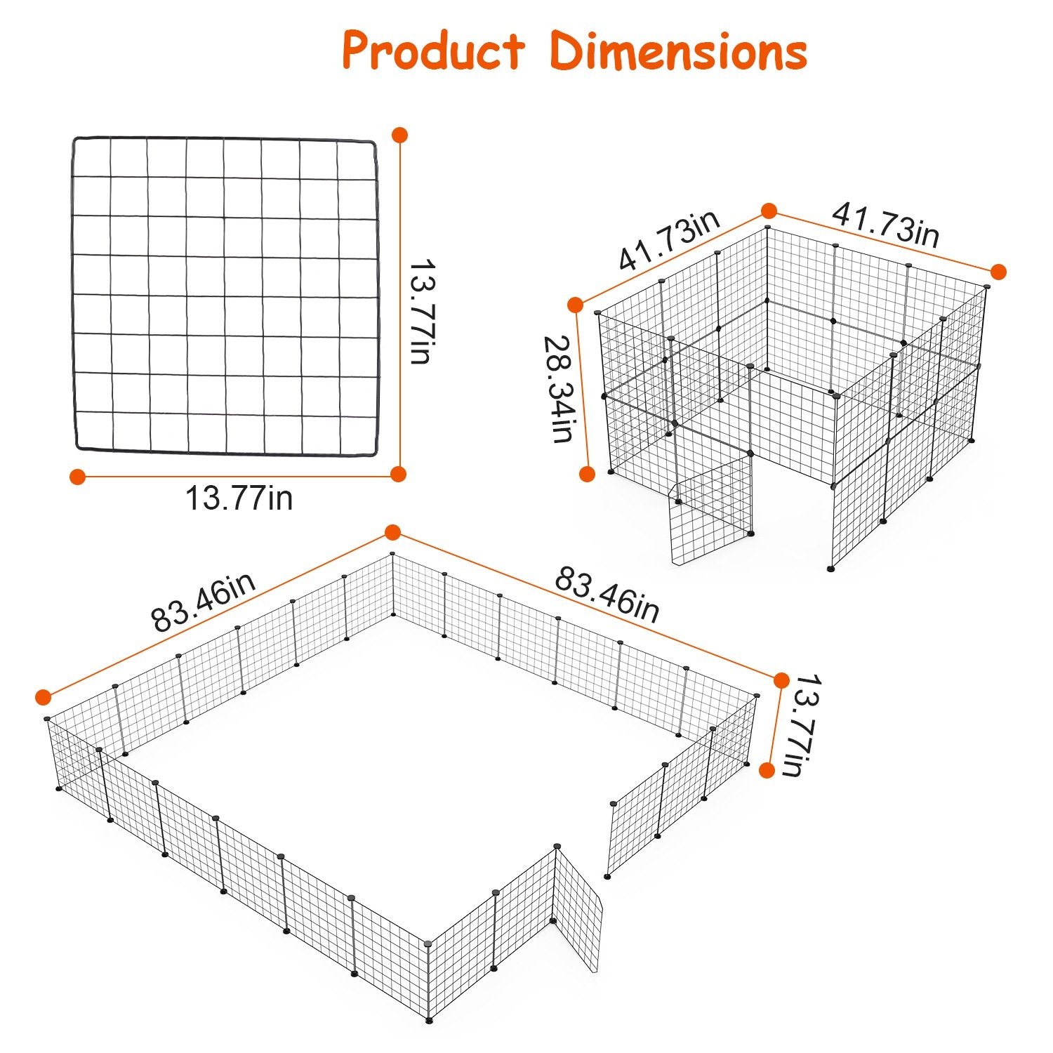 1Pc Small Animal Playpen With Door Dog Metal Playpen Small Medium Kitten Puppy Guinea Pig Rabbit Kennel Small Animal Cage Metal Wire Fence For Indoor Outdoor Yard Camping - Image 9