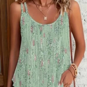 Summer Casual Sleeveless Top Printed Double Shoulder Strap Women's Stylish Camisole.