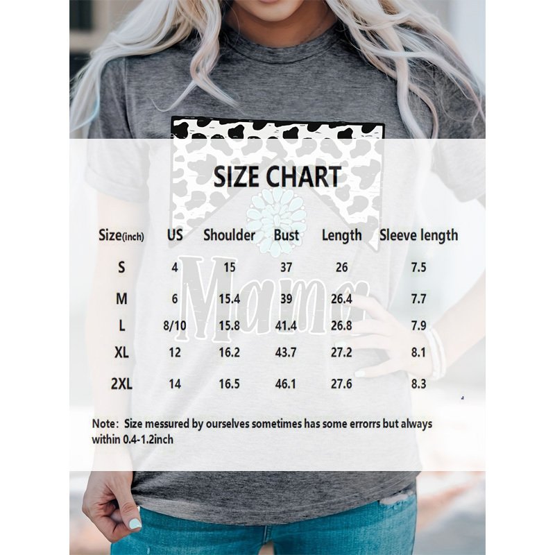 Women's 'MAMA' & Leopard Print Round Neck Tee - Trendy Summer Casual T-Shirt - Image 4