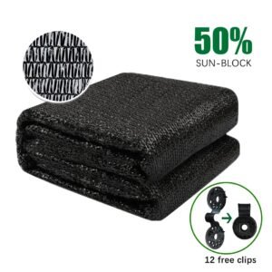 Shade Cloth Sunblock Fabric Cut Edge With Free Cilps UV Resistant For Garden Plants Cover, Black