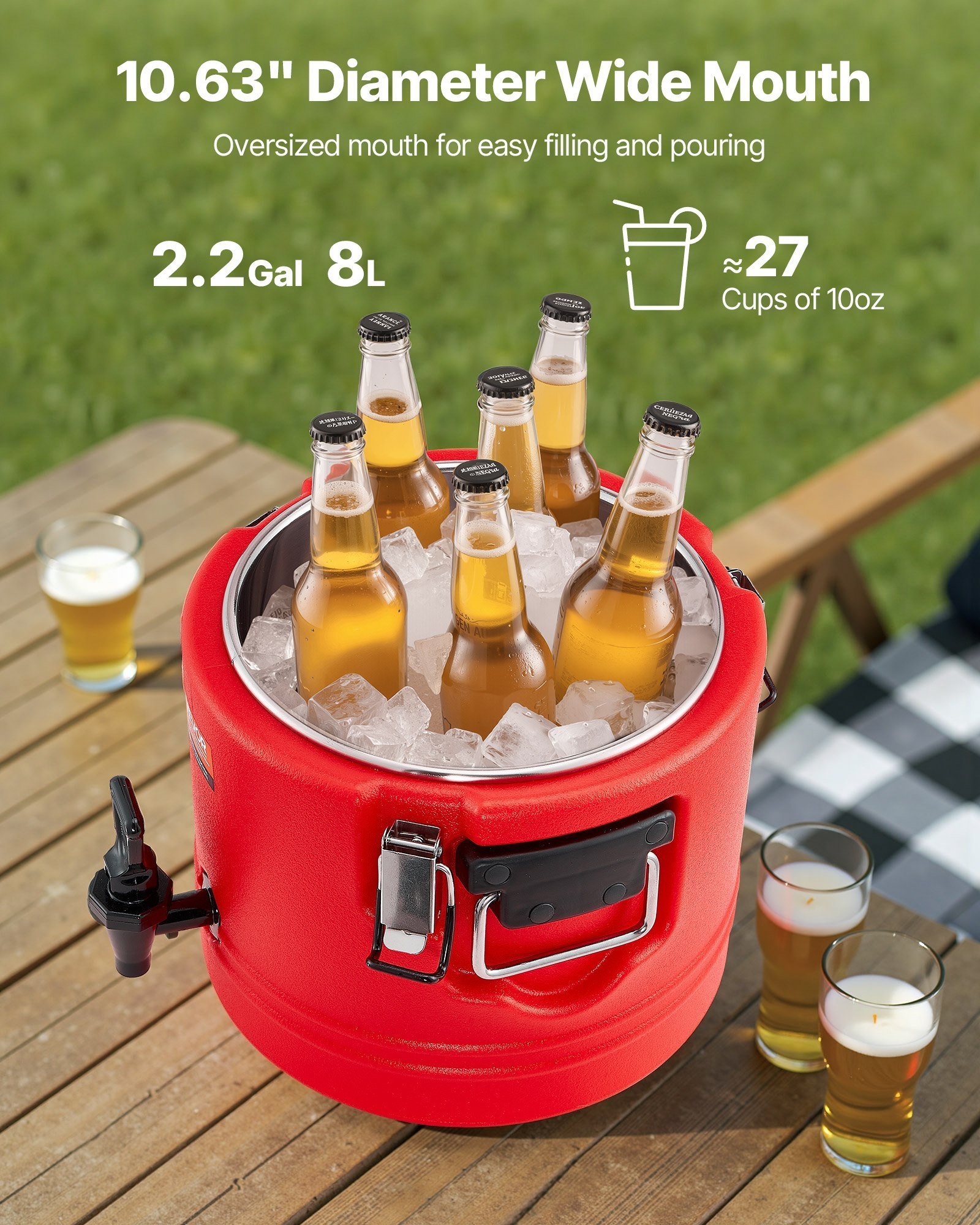 Insulated Beverage Dispenser For Hot And Cold Drinks 2.2 Gal/8L Cooler Jug - Image 2