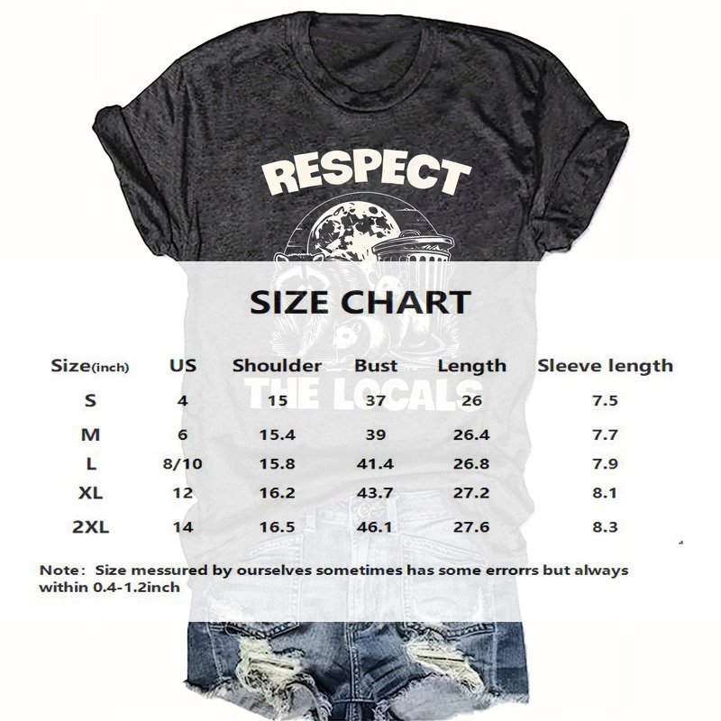 Women's 'RESPECT THE LOCALS' Rodent Print Round Neck Tee - Summer Casual T-Shirt - Image 4