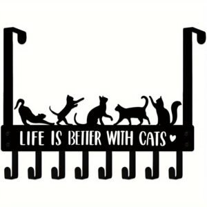 Over-The-Door Cat Organizer,8 Multi-Purpose Hooks For Wall Or Door, Home Storage