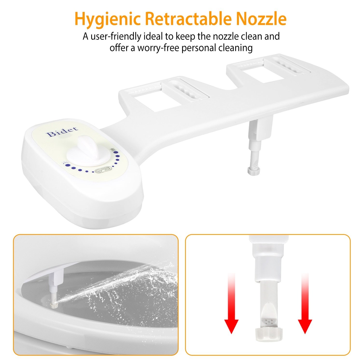 Bidet Water Spray No Electric Mechanical Bidet Toilet Seat Attachment Adjustable Water Pressure - Image 6