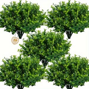 Set Of 20 UV-resistant Bionic Eucalyptus, Suitable For Indoor And Outdoor Decoration-perfect For Weddings, Homes, Gardens, And Offices