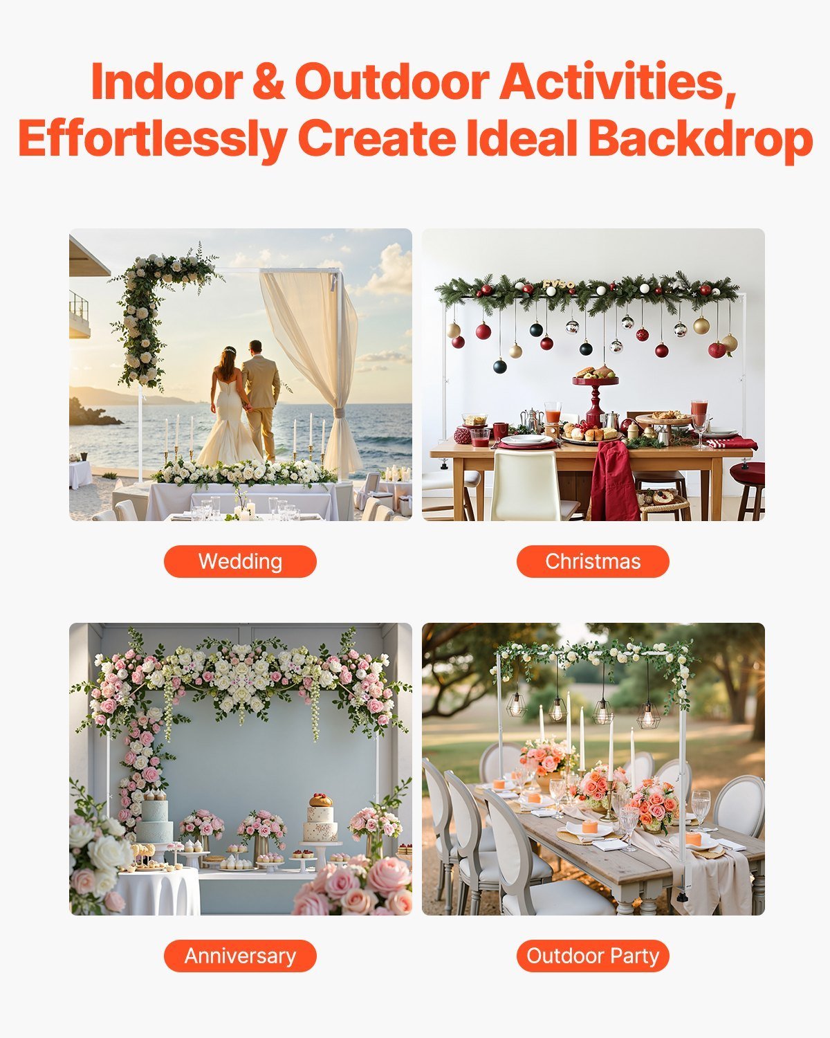 Over The Table Rod Stand With Clamps 28-98 In Length Adjustable Metal Party - Image 5