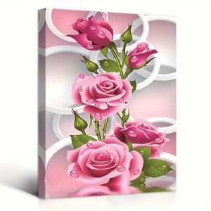 A Canvas Painting With A Wooden Frame, Ready To Hang, Featuring Charming Waterdrop Decorations - Framed Canvas Wall Art Perfect Choice For Living Room And Bedroom Decor, An Ideal Holiday Gift,