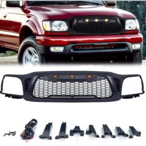 Front Grille Fits For Tacoma 2001 2002 2003 2004 With Light Letters Matte Black Radiatormesh