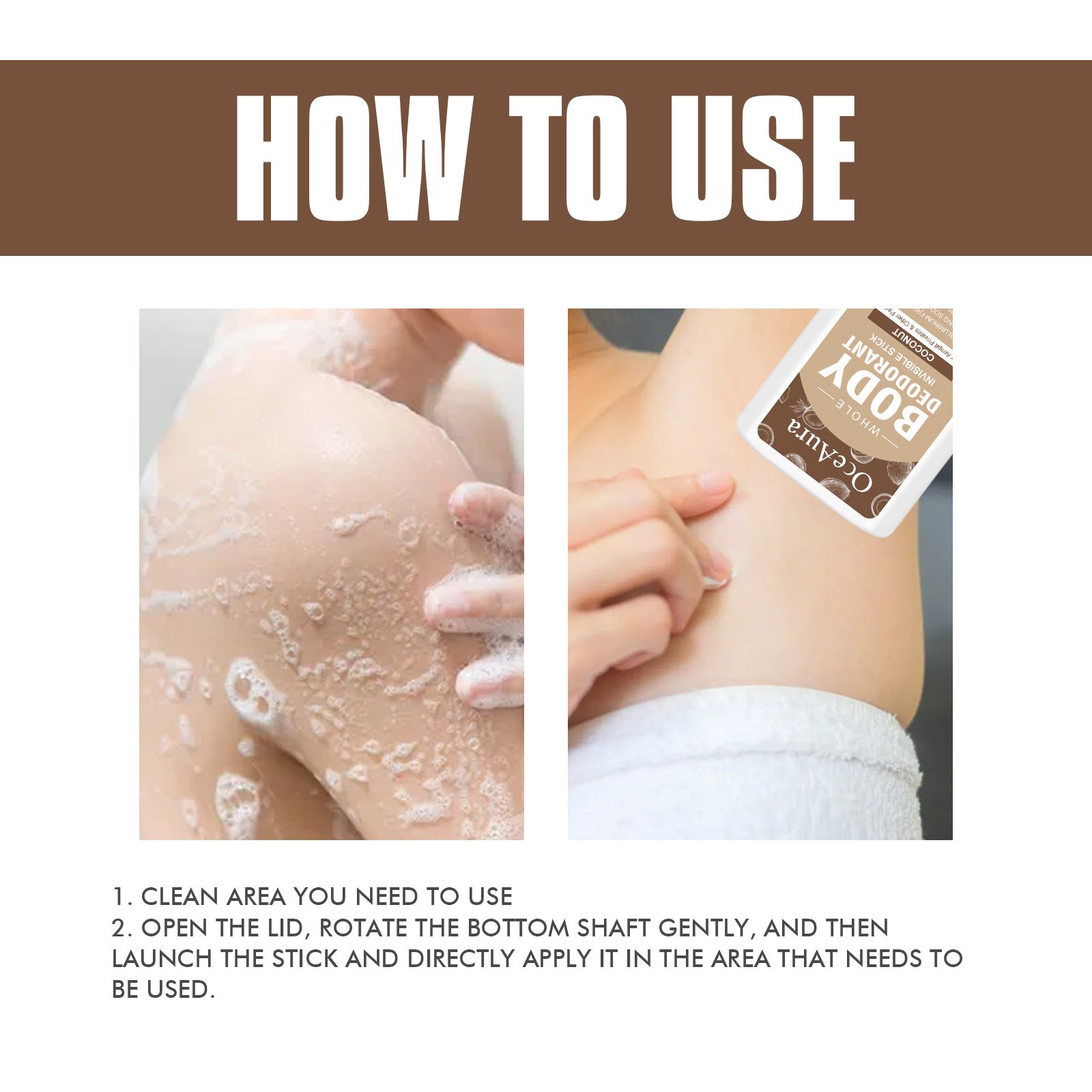 OceAura Whole Body Deodorant, Clean Armpit Sweat Odor Mild Refreshing Deodorant Stick - Image 5