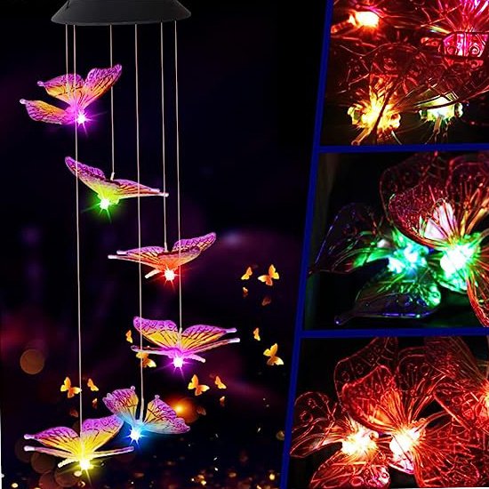 1PC Solar Butterfly Wind Chimes Light, Outdoor Purple Butterfly Wind Chimes, Decorative Color Chang - Image 10