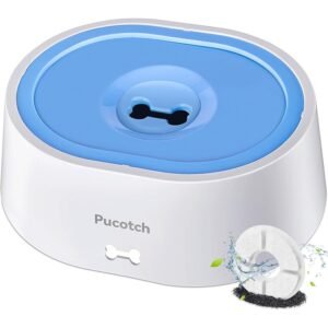 2L 70oz Spill-Proof Dog Slow Flow Drinking Bowl With Activated Carbon Filter