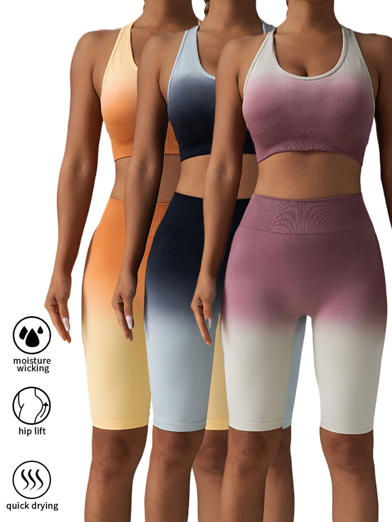 3 Pack Women Workout Shorts Scrunch Shorts Seamless High Waisted Contour Gym Yoga Biker Shorts - Image 2