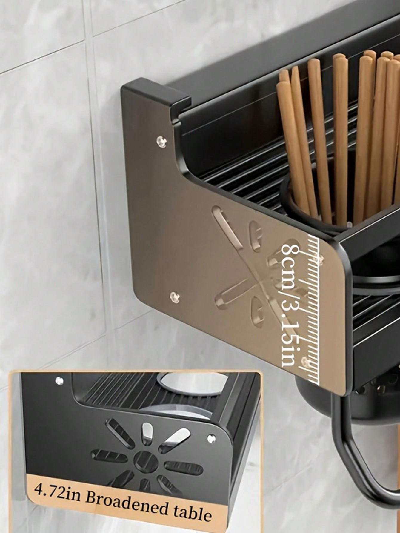 Wall-mounted Space-saving Kitchen Shelf, Non-penetrating Kitchen Wall-mounted Multi-functional Household Storage Rack - Image 4