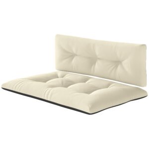 2 Seater Pallet Cushions Outdoor 3.9 Thick Replacement Cushions - Tufted Design For Garden, Patio, Cream White