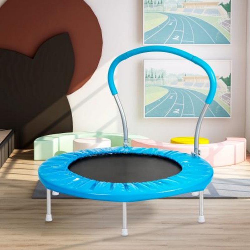 Metal Construction Trampoline With Handles. Suitable For Outdoor Children And Family Activities. Durable Design. - Image 3