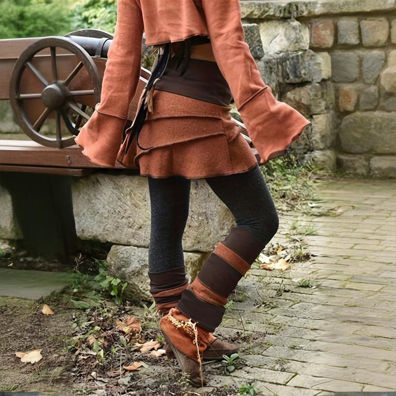 Women's Color Block Asymmetrical Skort With Contrast Panels - Comfortable Fashion Leggings For Spring&Fall - Image 2