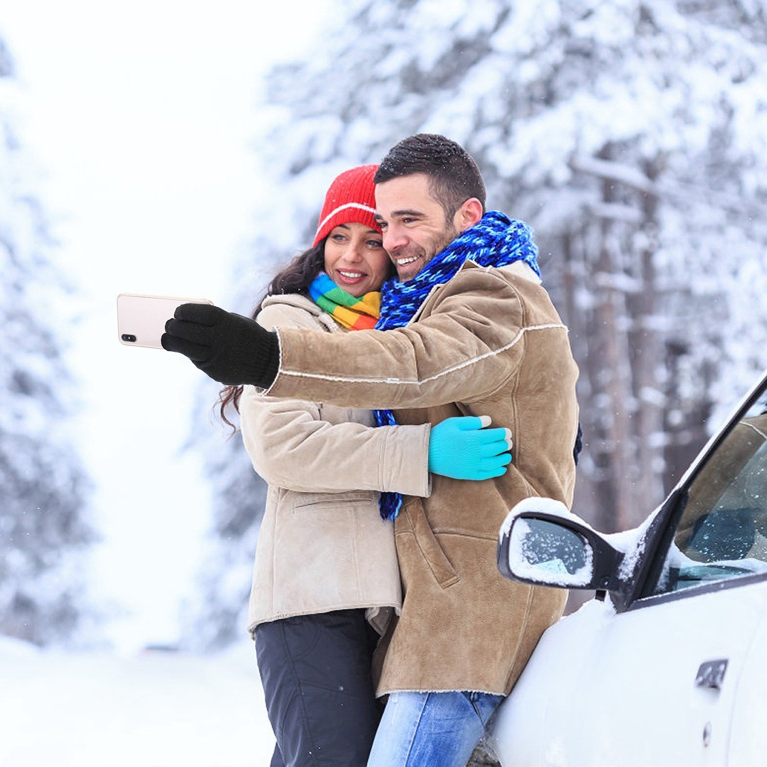 3 Color Options -- 1 Pair Unisex Winter Knit Gloves Touchscreen Outdoor Windproof Cycling Skiing Warm Gloves - Image 9