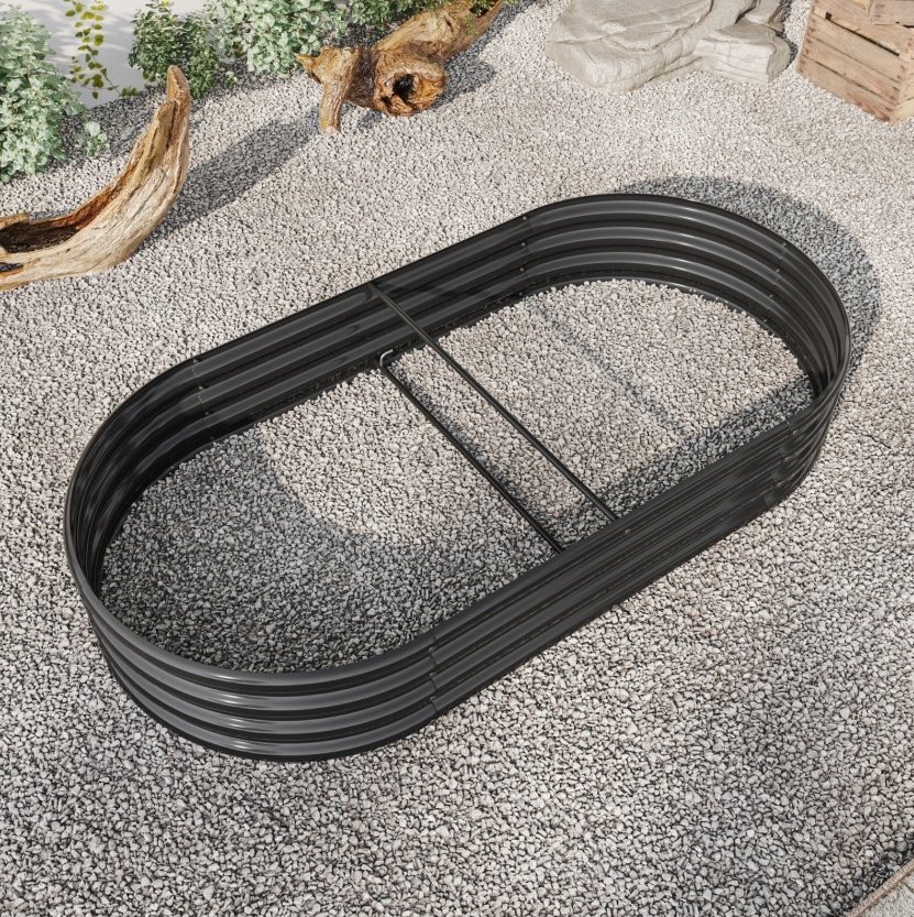 Raised Garden Bed Outdoor, Oval Metal Planter For Plants, Vegetables, Flowers - Image 7