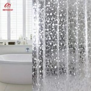 METABEST 3D Pebble Pattern Shower Curtain Liner Made Of Durable PEVA With Heavy-Duty Magnets For Showers And Tubs, 71 X 71 Inches, With 12 Hooks