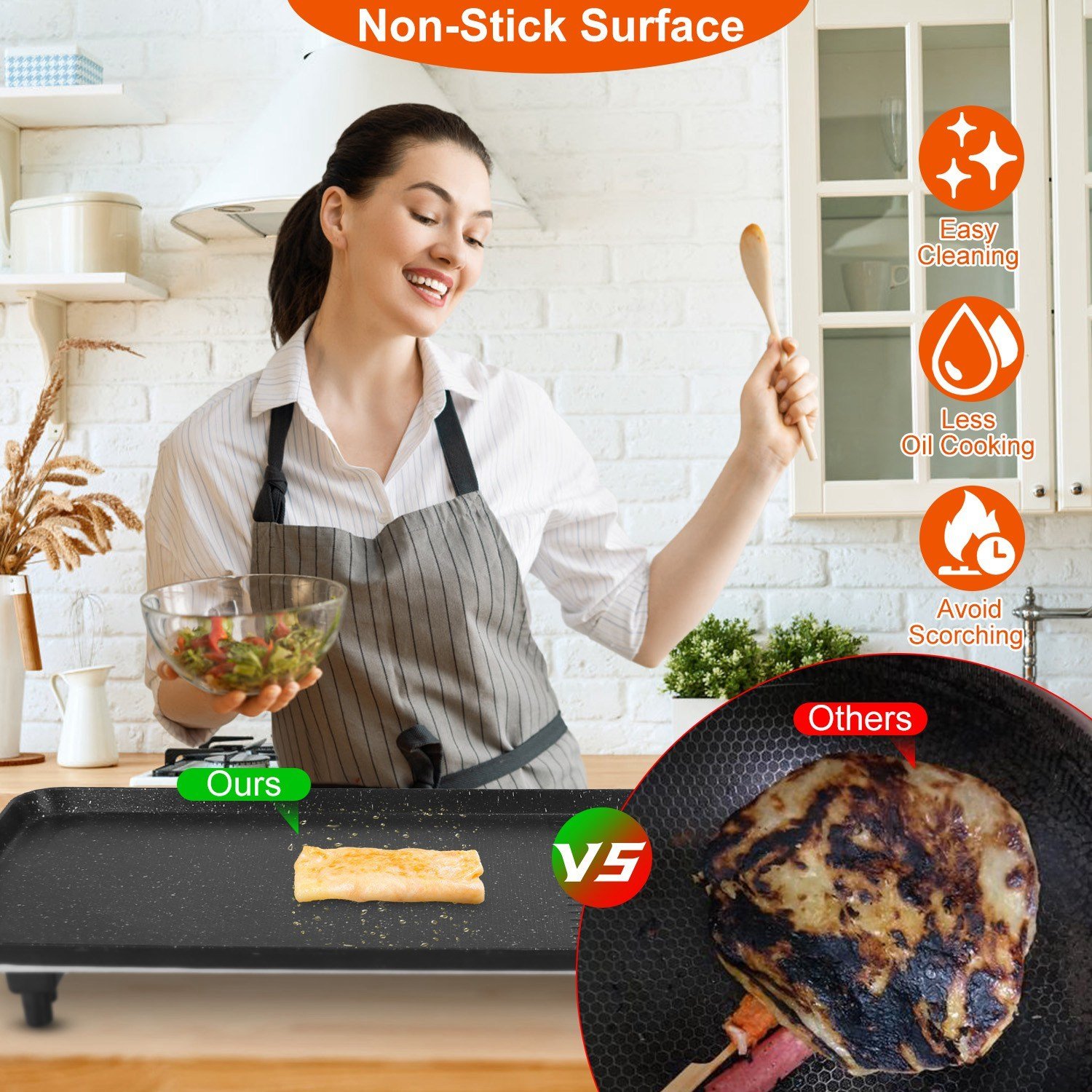 1Pc Electric Barbecue Grill Hot Plate Cooking BBQ Griddle Non Stick Table Top Grill Griddle For Indoor Outdoor Camping Picnic Family Gathering Friend Party - Image 5