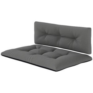 2 Seater Pallet Cushions Outdoor 3.9 Thick Replacement Cushions - Tufted Design For Garden, Patio, Black