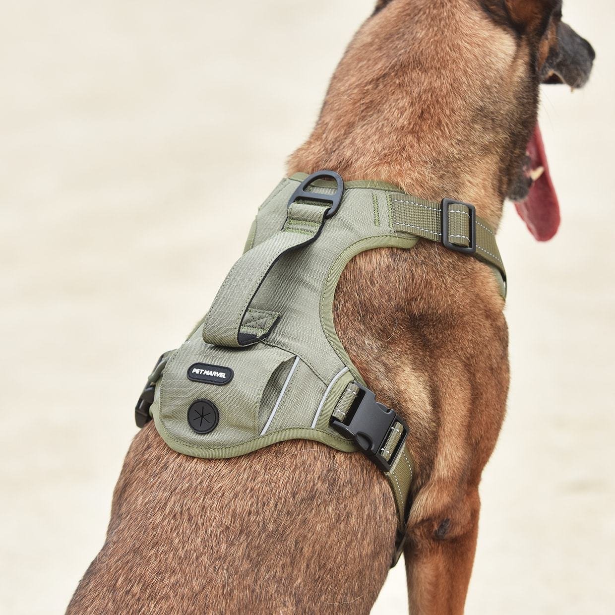 PETMARVEL High-Perfomance Tactical Dog Harness With Poop Bag Holder, No Pull Front Clip & Metal Buckles, Brown S - Image 6