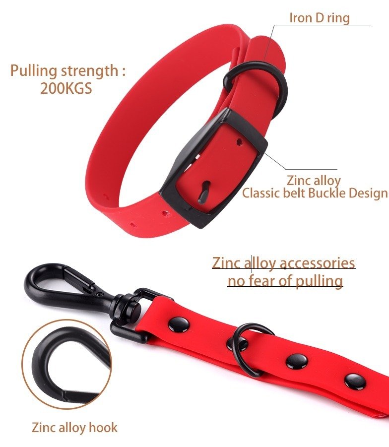 Pet Silicone Collar And Leash Set Comes With A Suitable For Small And Large Dogs, Waterproof And Easy To Clean - Image 2