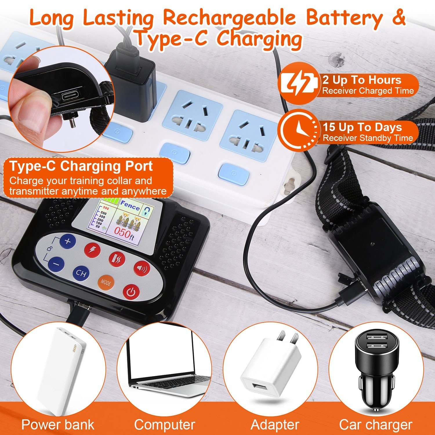 1Set 990FT Range Dog Wireless Fence Remote Training Collar IPX6 Waterproof Receiver With 0-9 Levels Beep Vibration Shock Mode 4 Channels Rechargeable Transmitter System - Image 9