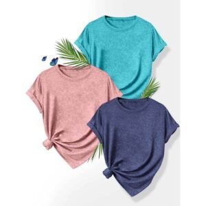 Womens 3 Pack T-Shirts Short Sleeve Summer Tops Fashion Basic Tees Comfy Casual Vacation Outfits