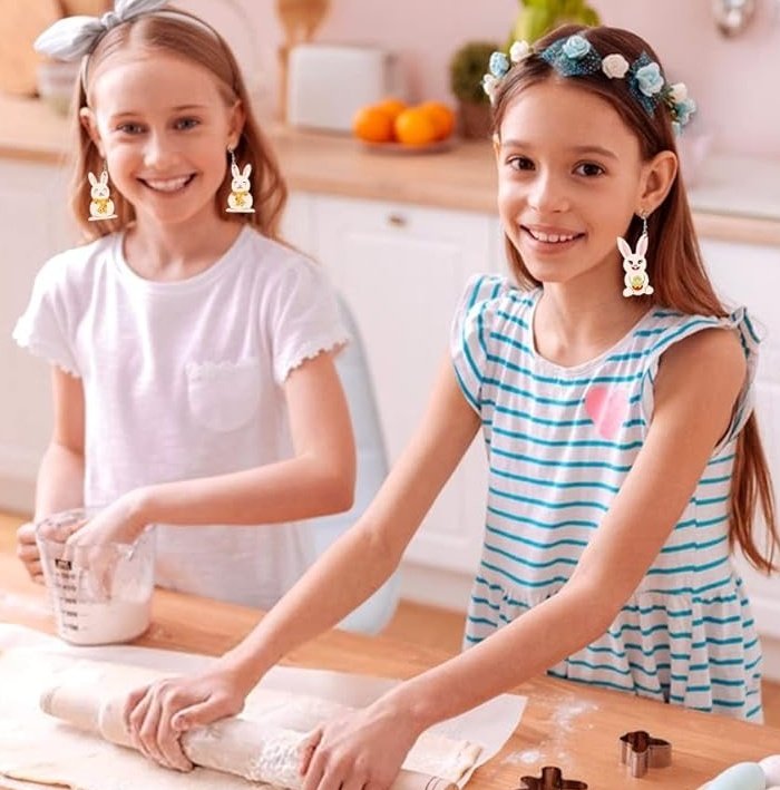 9 Pairs Easter Faux Leather Earrings For Women Lightweight Leaf Long Dangle Teardrop Earrings For Easter Egg Hunt Party Supplies Easter Dress Up - Image 5