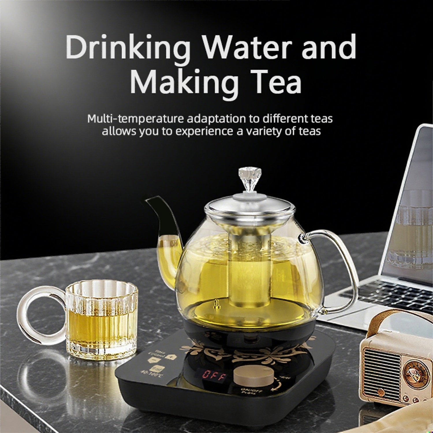 Professional Multi-functional Glass Teapot 800ml Fast Heating Cooking And Brewing Integrated Electric Kettle With Stainless Steel Filter - Image 10