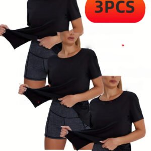 Women's 3-Pack Sports Tees - Breathable Quick-Dry Tops